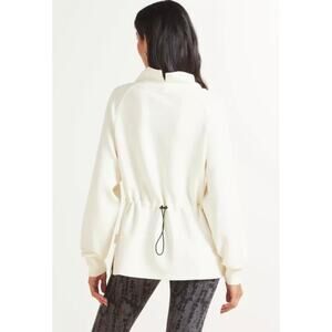 Varley Arcola Mock Neck Pullover Sweatshirt L Oversize Sweater Beige Egret Tunic